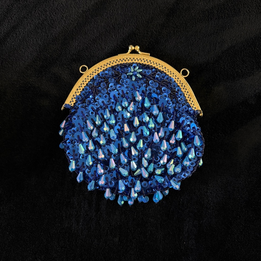 Vintage Iridescent Beaded Sequins Formal Evening Cocktail Clutch